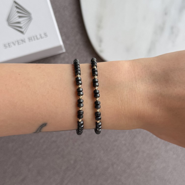 Гривна Hematite Matt с 14k злато