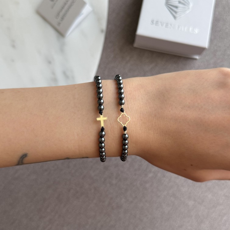 Гривна Shamballa Cross III с 14k златен кръст