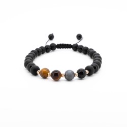 Гривна Shamballa Tiger Eye с 14k злато