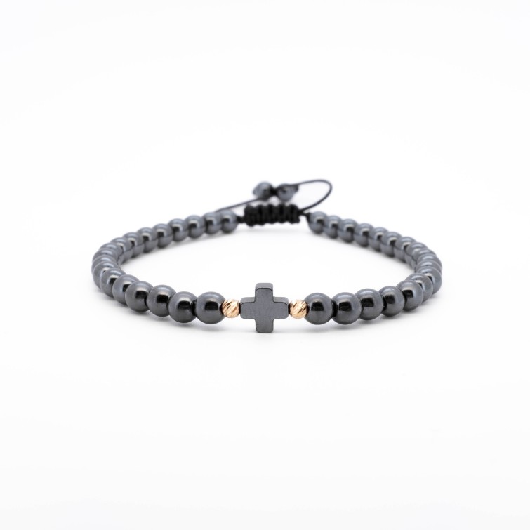 Гривна Shamballa Hematite Cross с 14k злато