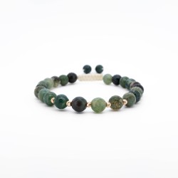 Гривна Shamballa Green Agate с 14k злато