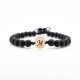 Гривна Shamballa Black с 14-каратова златна плочка и гравирана буква по избор