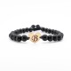 Гривна Shamballa Heart Black с 14-каратова златна плочка и гравирана буква по избор