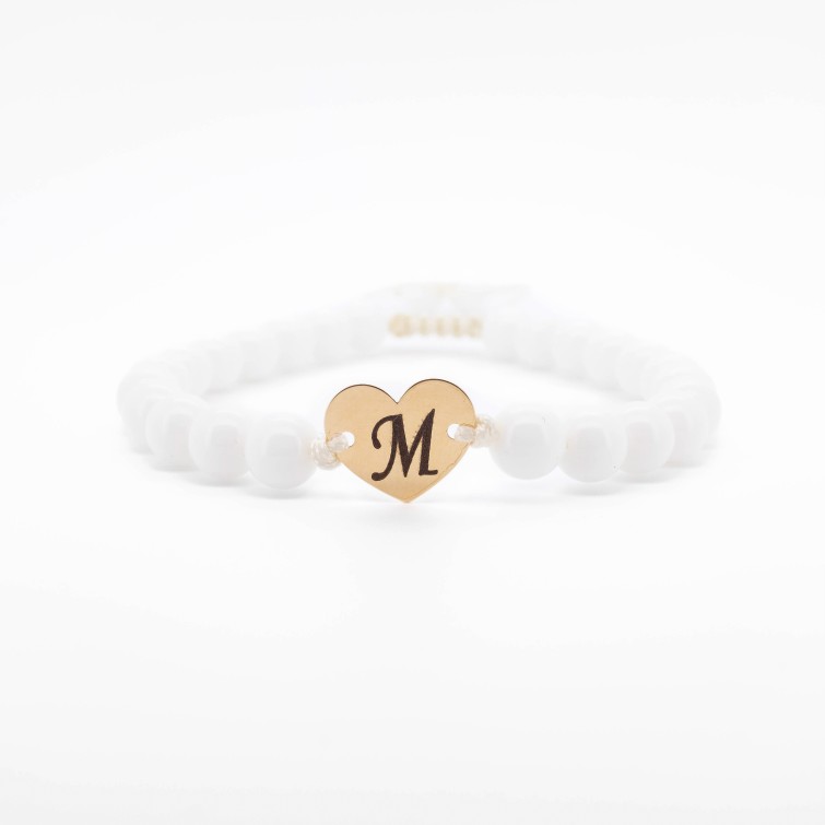 Гривна Shamballa Heart с 14-каратова златна плочка и гравирана буква по избор