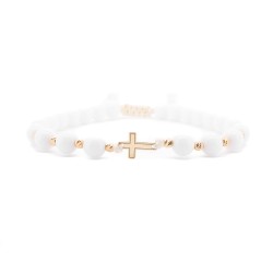 Гривна Shamballa Cross White Luxury Edition 14k злато