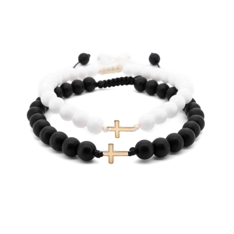 Комплект за него и за нея Shamballa Cross с 14k злато